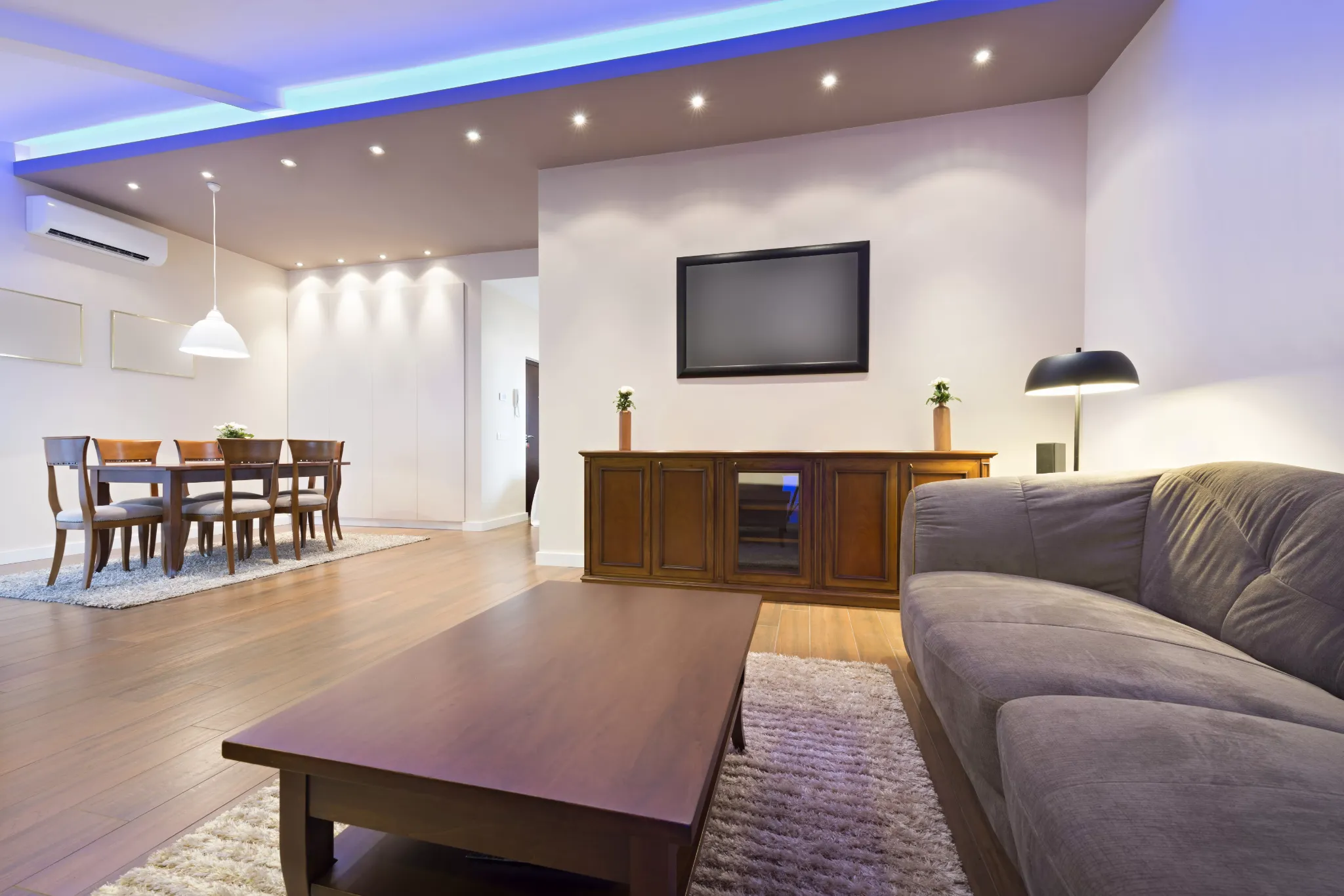 Modern LED lighting in a living space