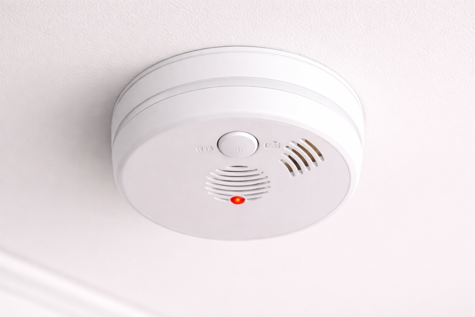 Ceiling smoke alarm detecting smoke